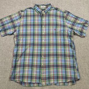 Polo Ralph Lauren Shirt Mens Sz XLT Tall Plaid Indian Madras Colorful Button SS